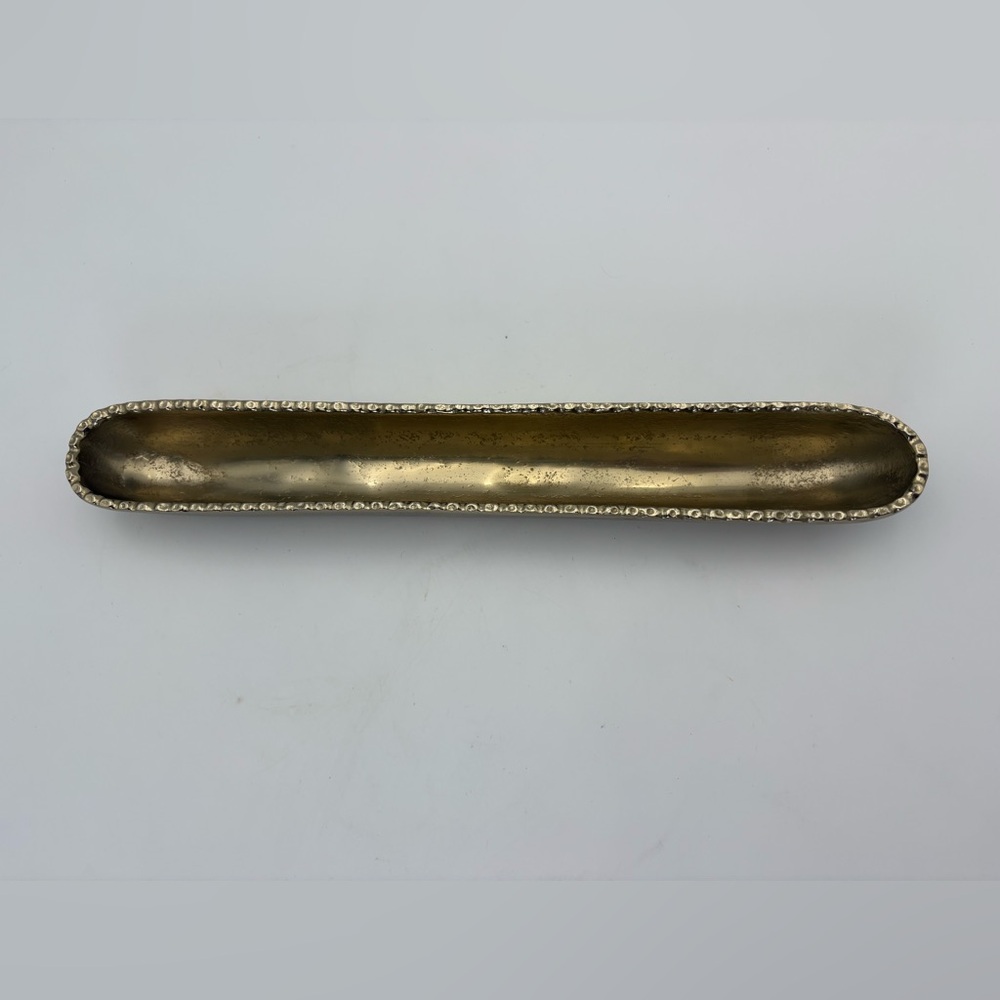 Long Textured Edge Brass Olive Tray - Gold